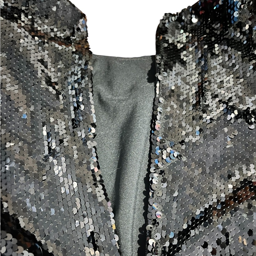 INC International Concepts Black Sequin Puff-Sleeve Top - Picture 5 of 7
